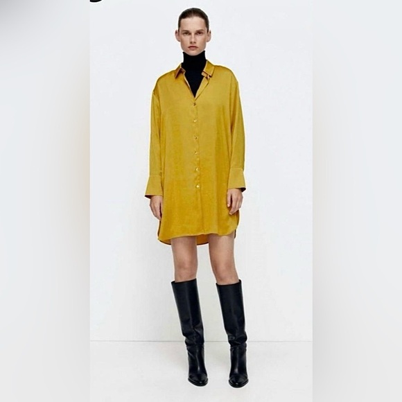 Zara Goldenrod Collard Button-Up Tunic Blouse Small - Picture 1 of 5